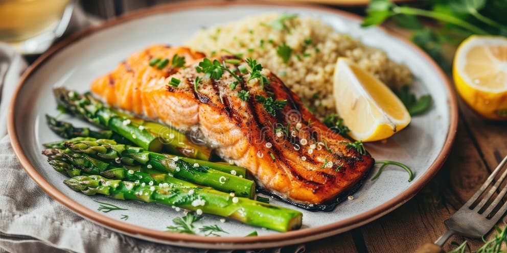Grilled Salmon with Quinoa & Asparagus